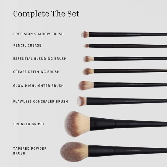 NIB Lithe Beauty Essential Face Brush Set, Bronzer & Powder Makeup Brushes - Picture 6 of 11
